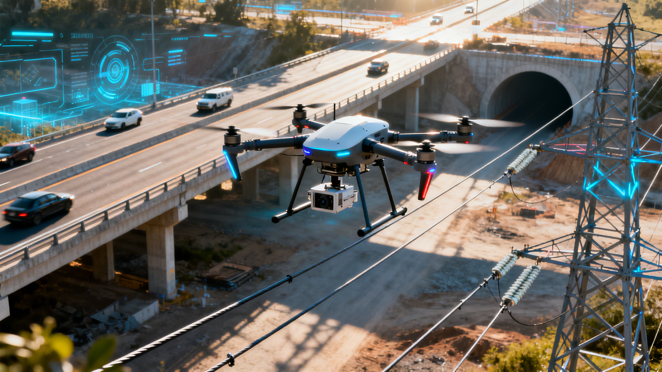 工業無人機在電力線路巡檢，智慧運輸系統，基礎建設科技